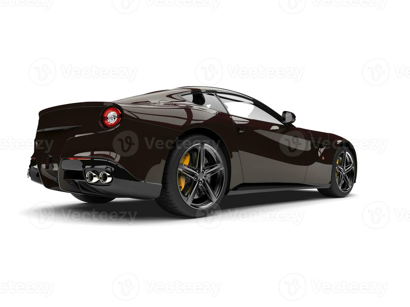 Dark chocolate brown modern fast sports concept car - tail view photo