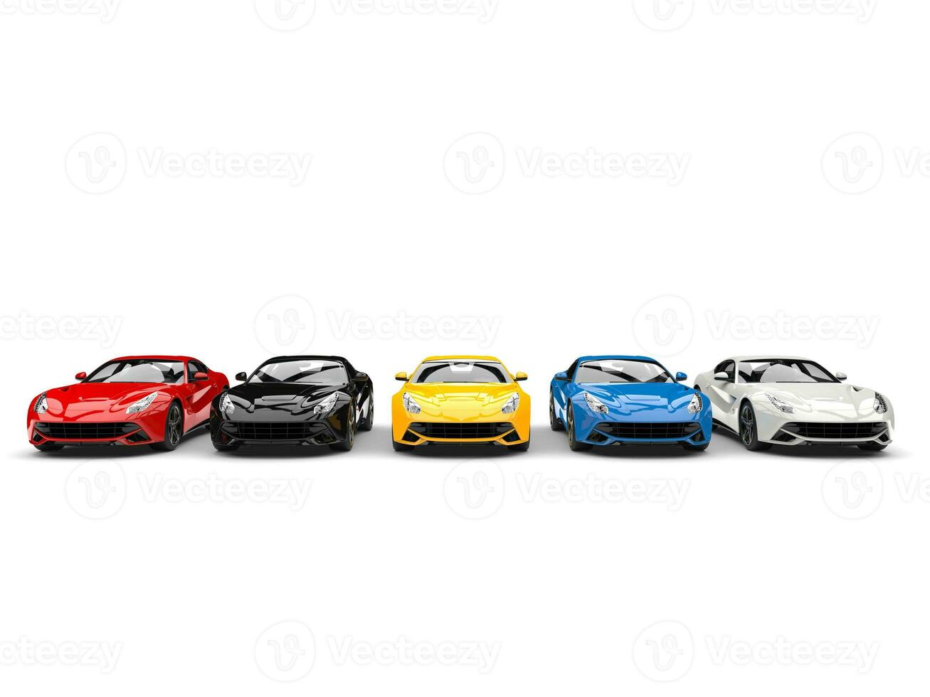 Colorful modern sports concept cars - front view photo