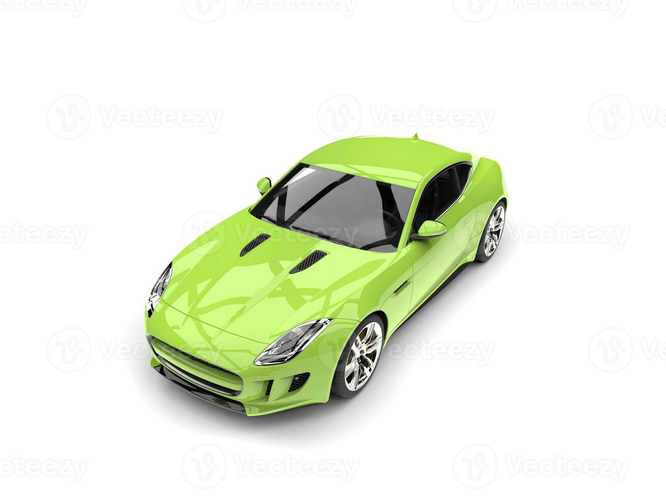 Crazy green modern sports concept car - top down view photo