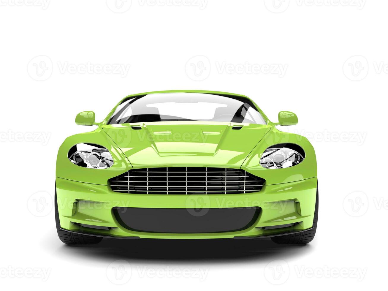 Crazy green modern sports luxury car - front view photo