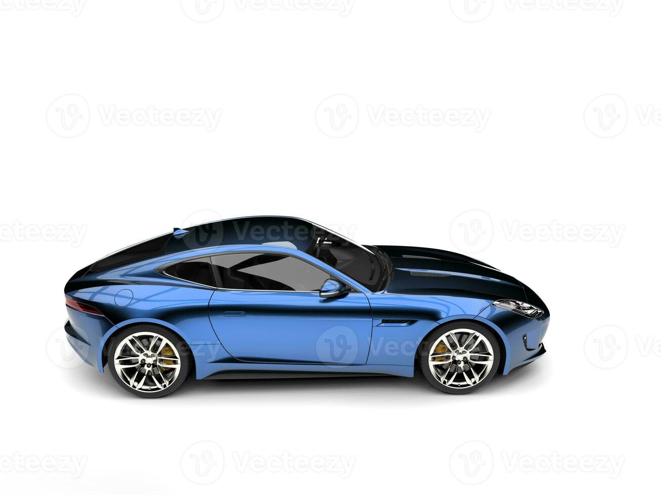 Metallic dark blue modern sports concept car - side view photo