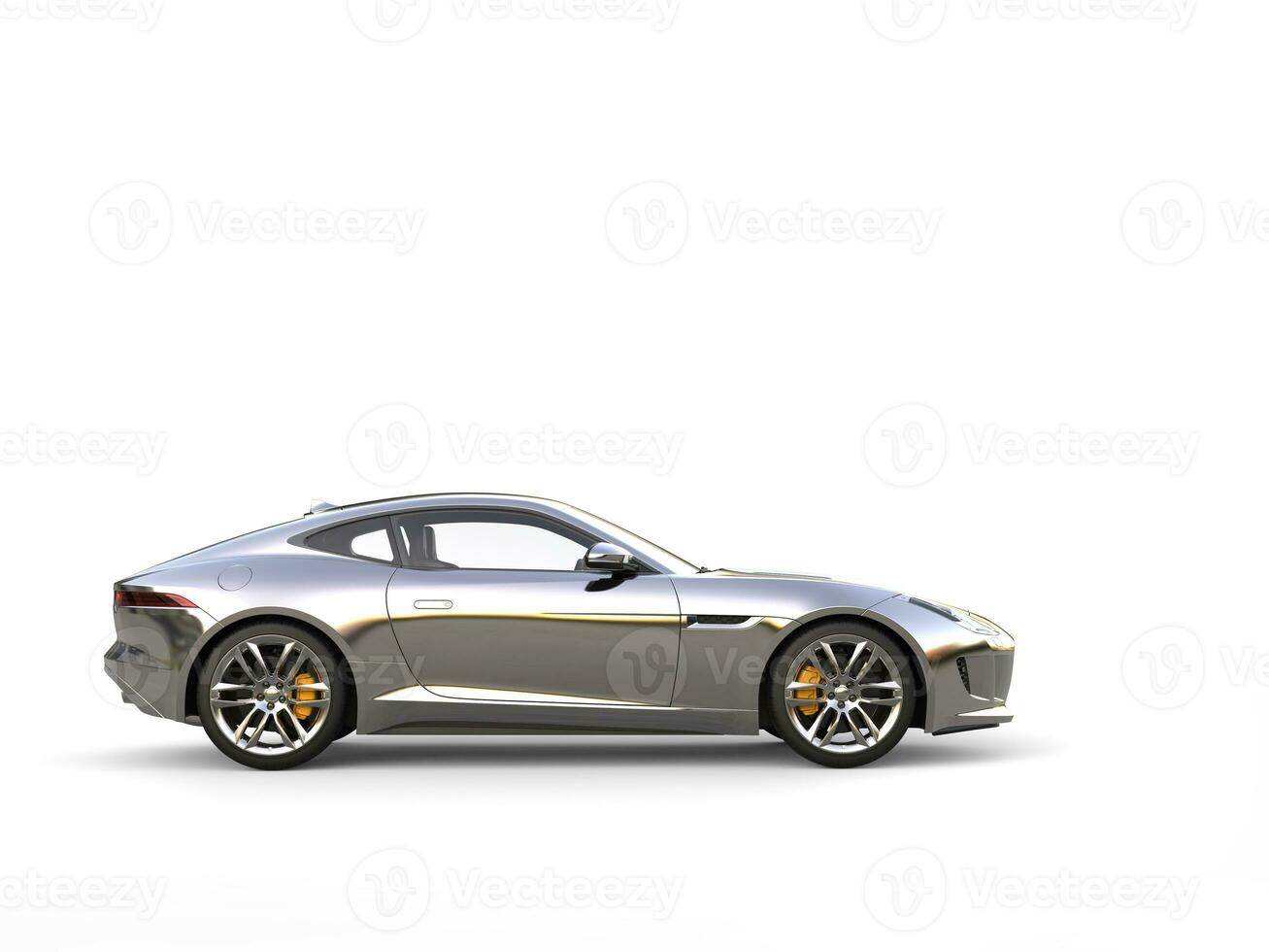 Chrome painted modern sports concept car - side view photo