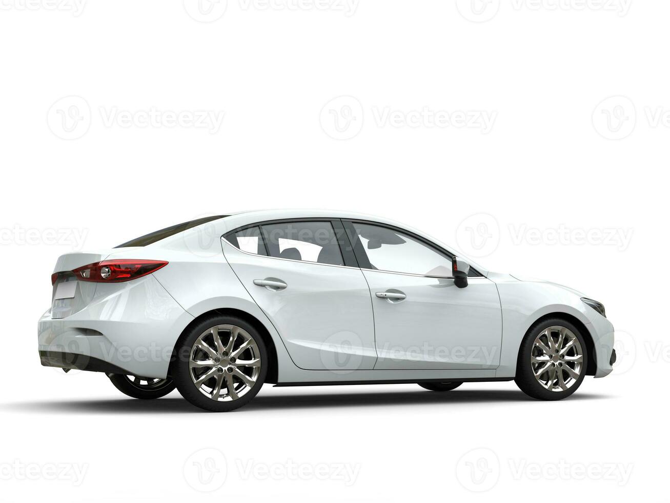 Clear white modern fast business car - tail side view photo