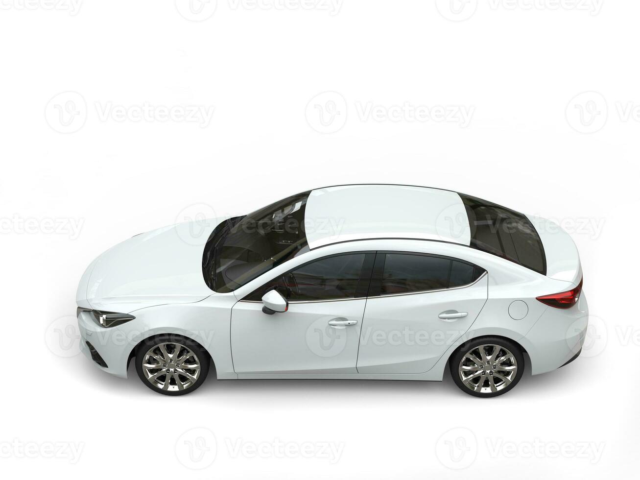 Clear white modern fast business car - top down view photo