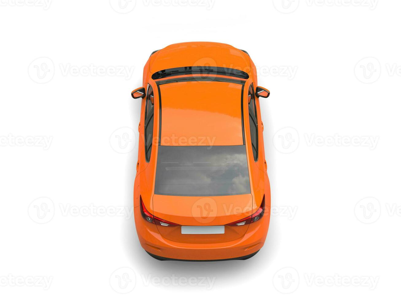 Warm orange modern business car - top down view photo