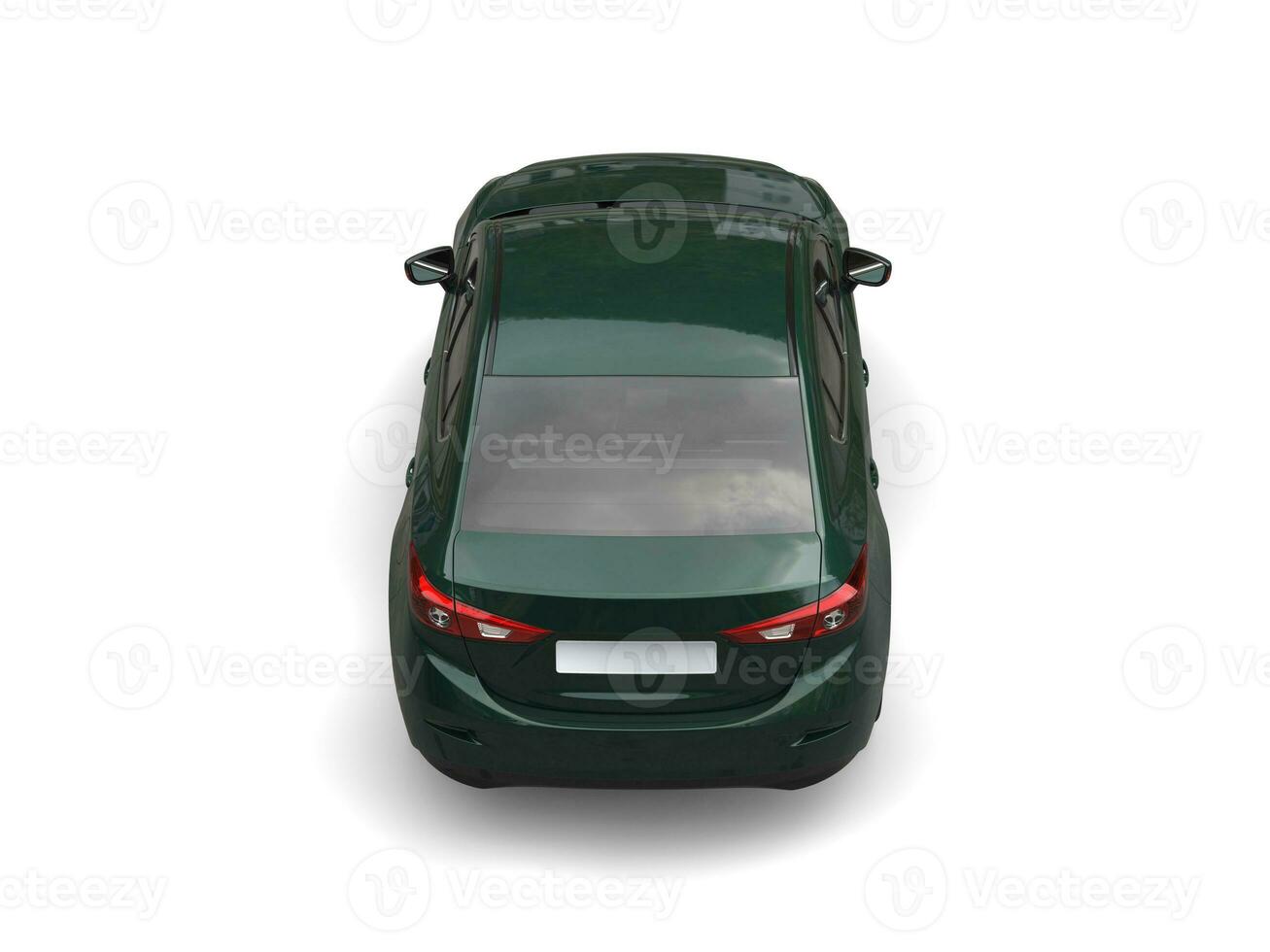 Dark forest green modern business car - top down view photo