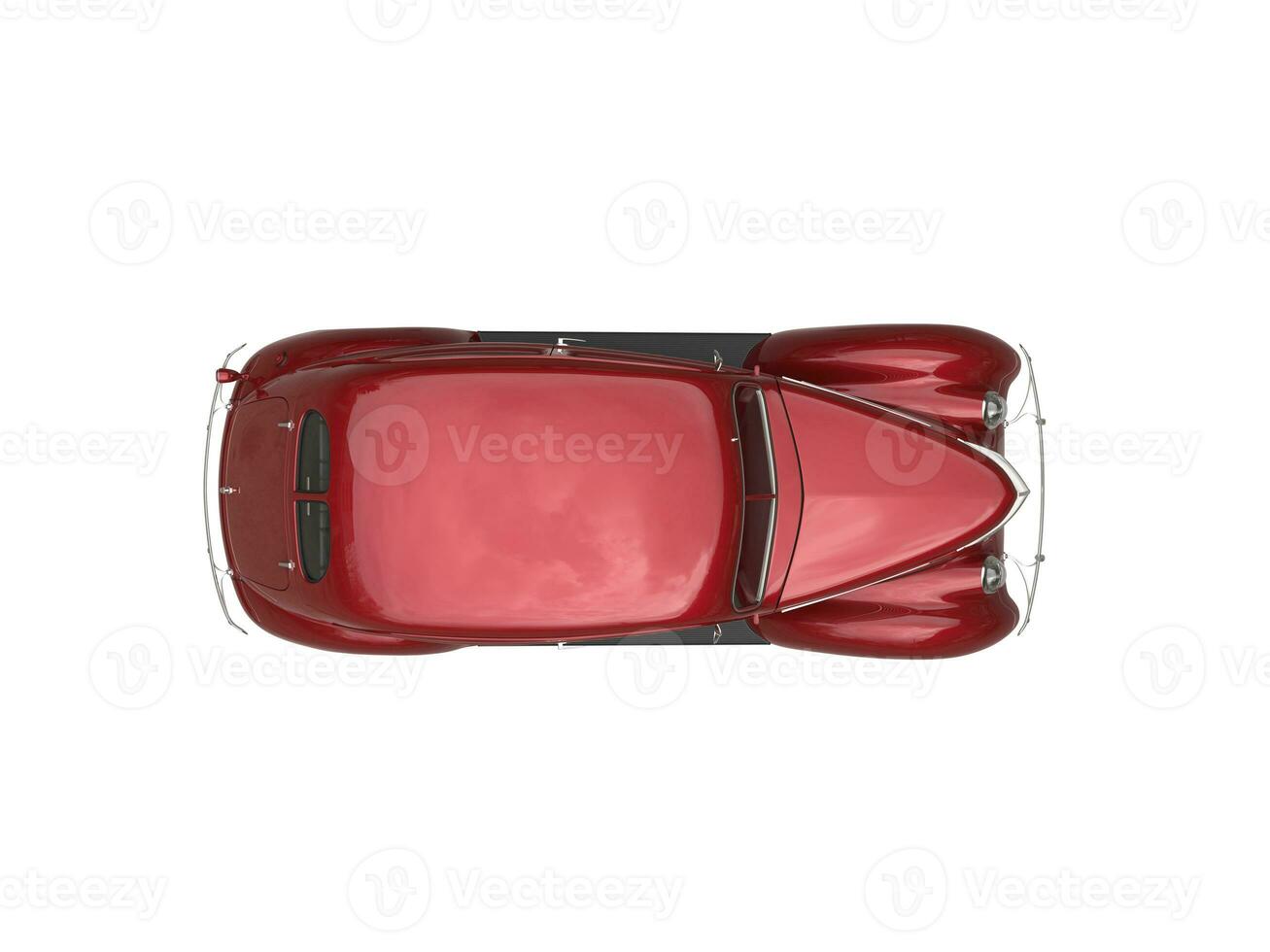 Old vintage metallic red car - top down view photo