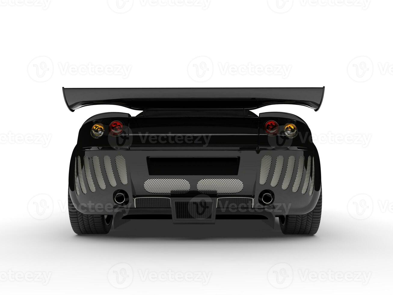 Night black modern race super car - back view photo