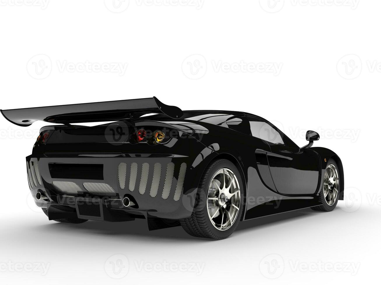 Night black modern race super car - back side view photo