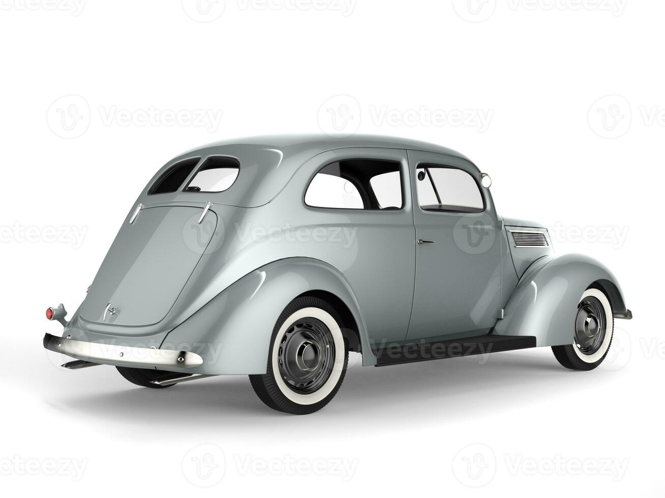 Silver old timer vintage car with white wall tires photo