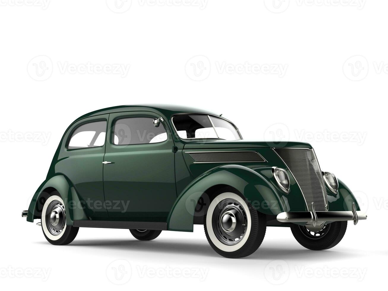 Elegant green old timer vintage car with white wall tires - beauty shot photo