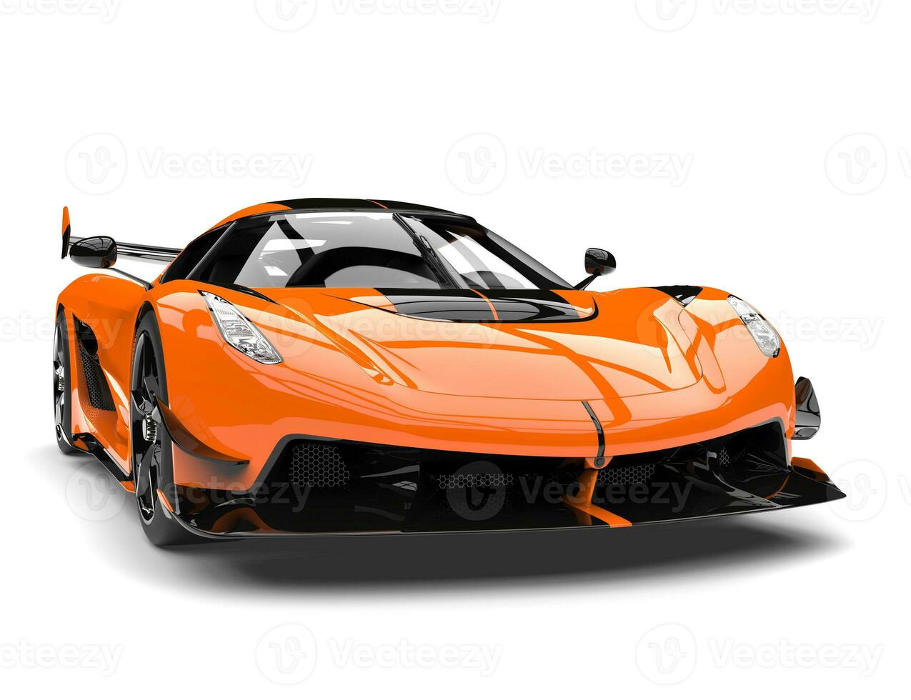 Sun orange race super car - front view closeup shot photo