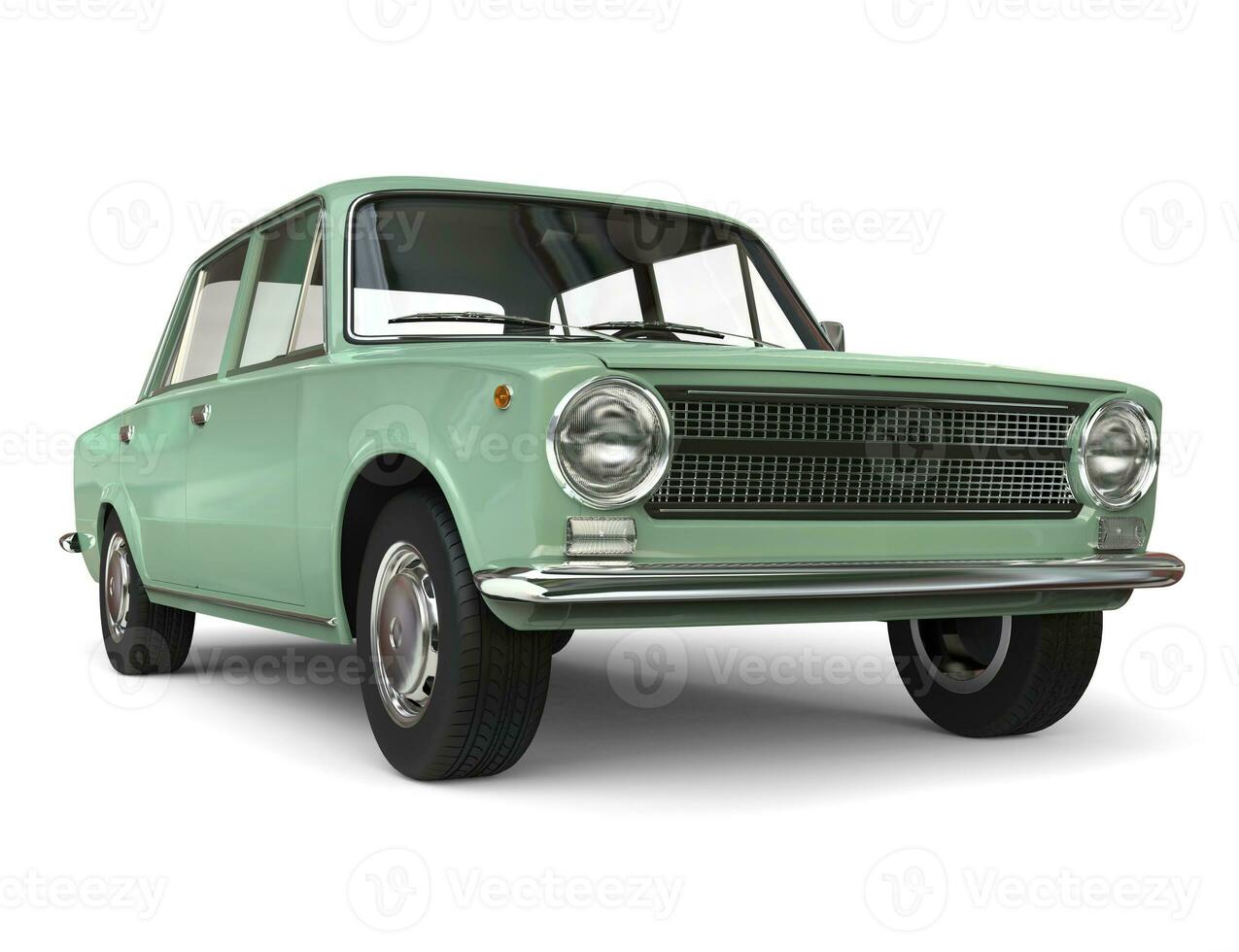 Dirty pastel green european car photo