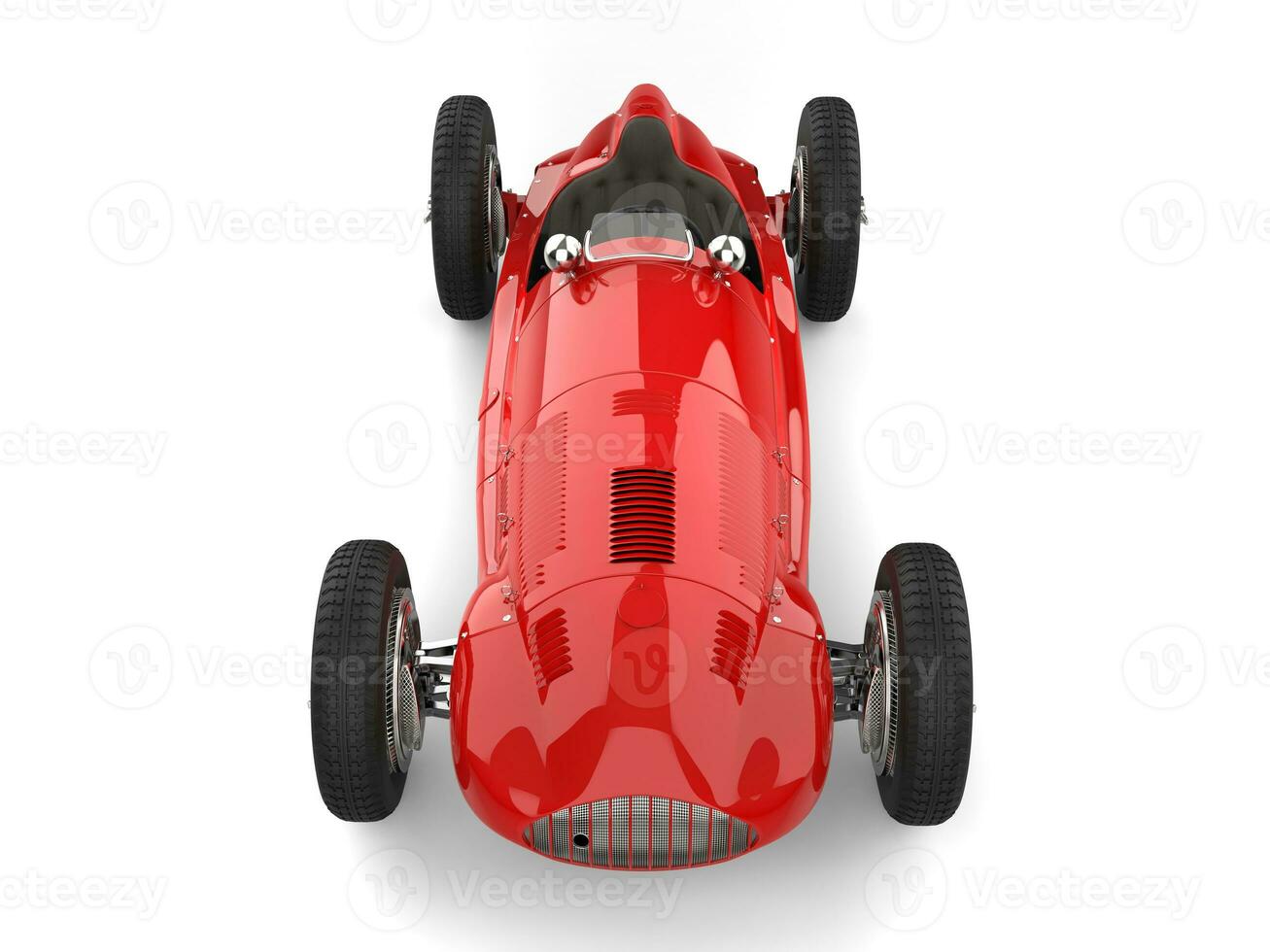Vintage red race car restored to perfect condition - top down view photo