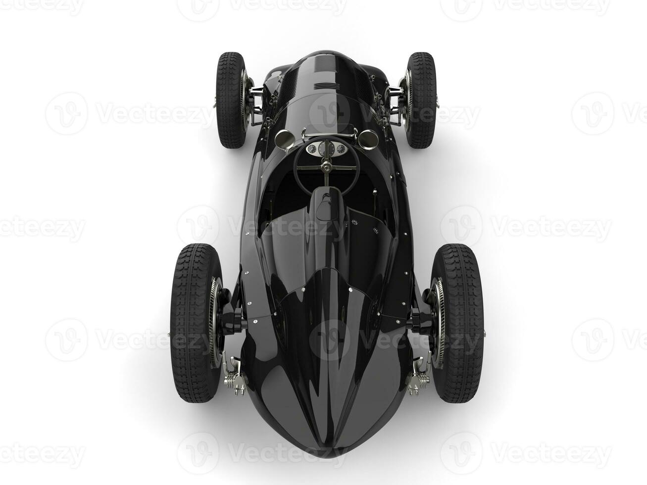 Beautiful vintage black racing sports car - top down view photo