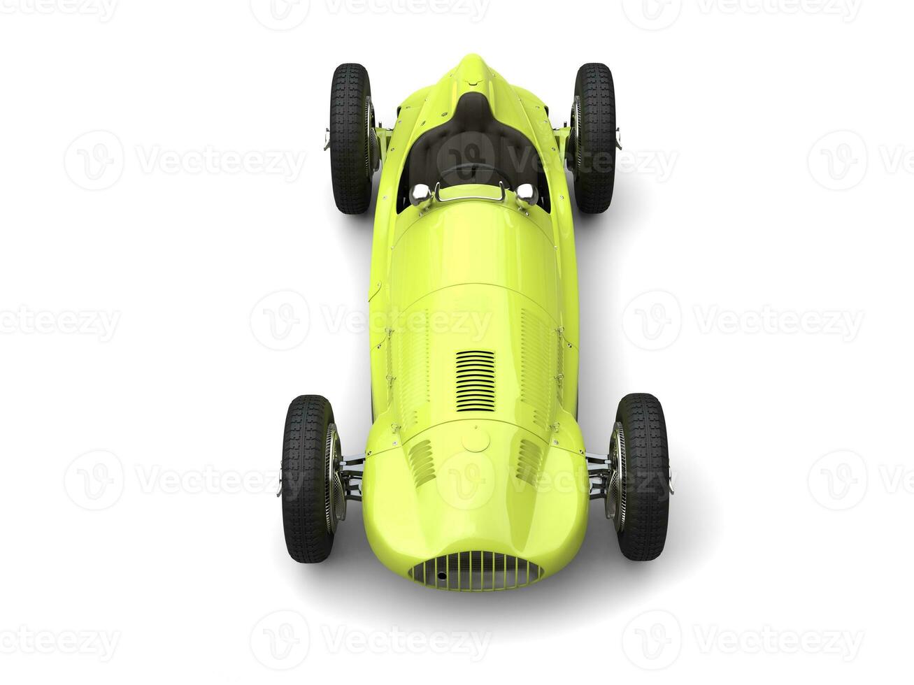 Tropical bright green vintage race sports car - top down view photo
