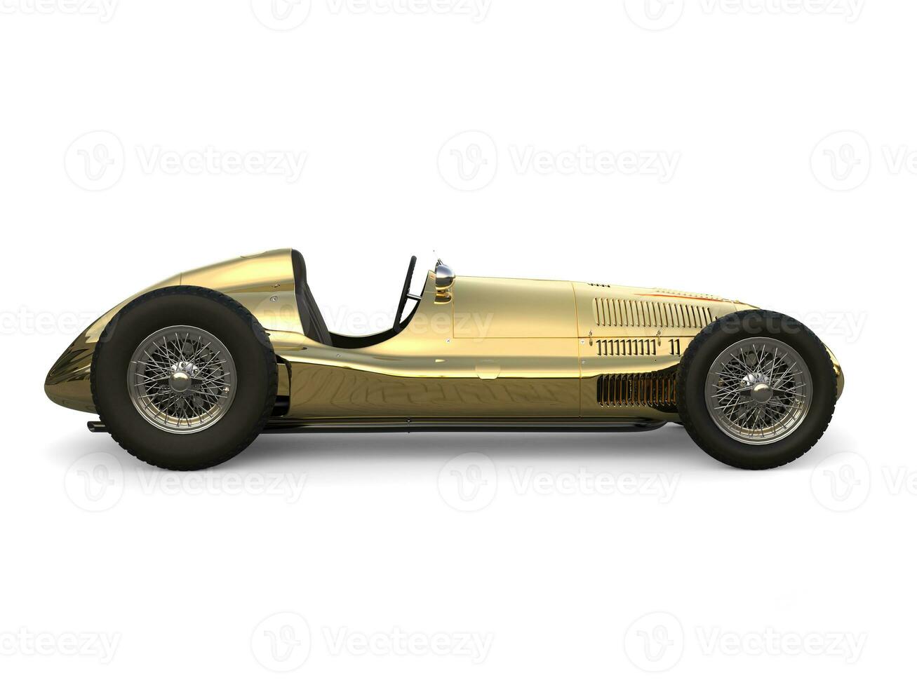 Golden vintage race sports car - side view photo