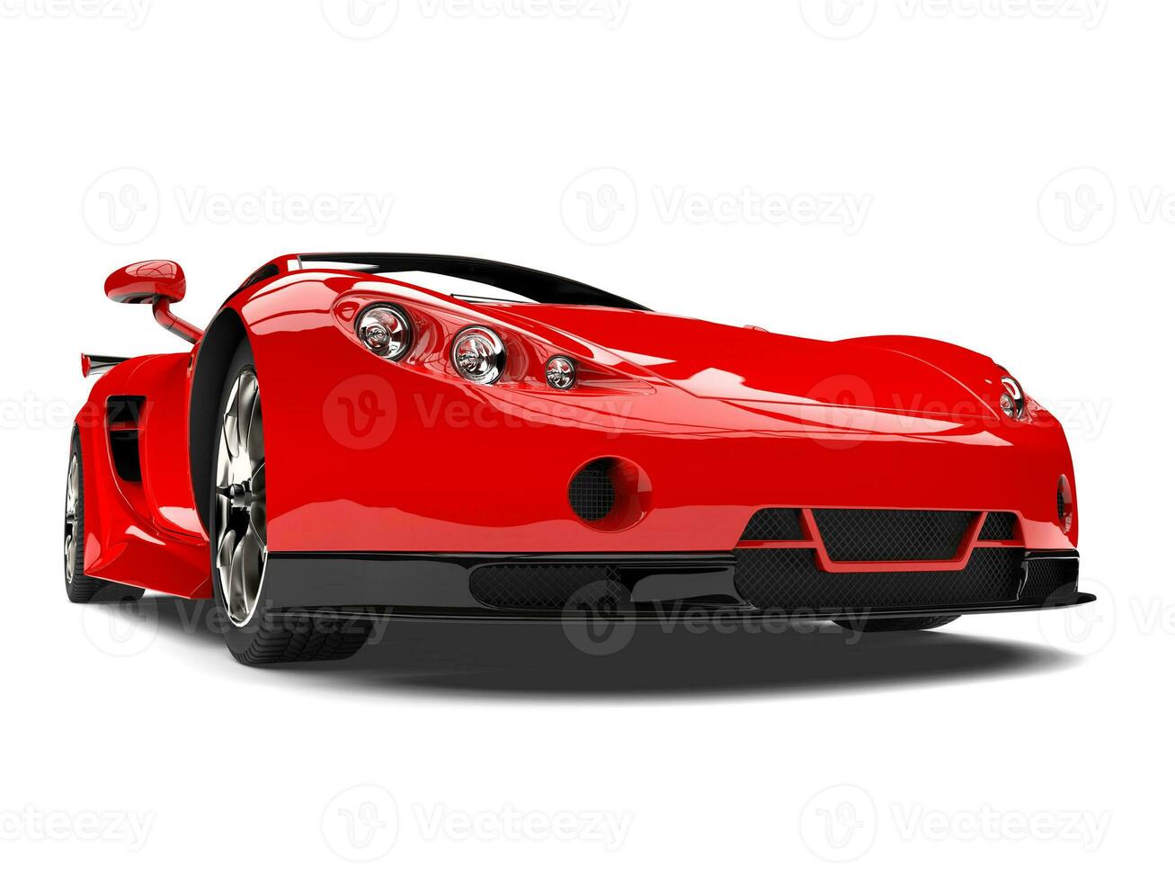 Slick red super sports car - beauty shot - closeup shot photo