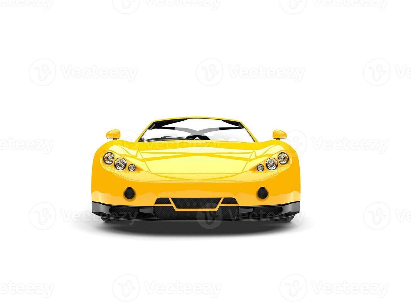Beautiful yellow modern sport supercar - front view photo