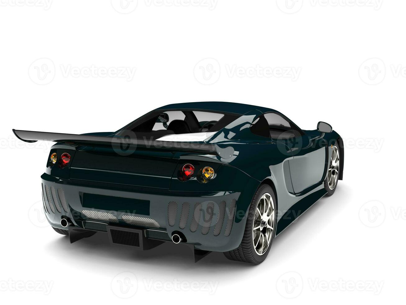 Dark coral blue modern fast super car  - rear view photo