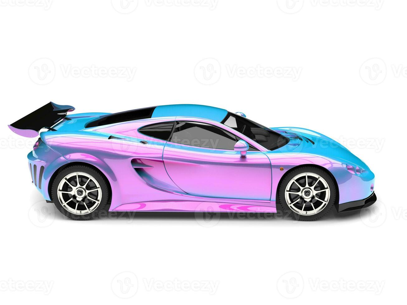 Futuristic sports super car in pearlescent two tone paint - blue pink photo