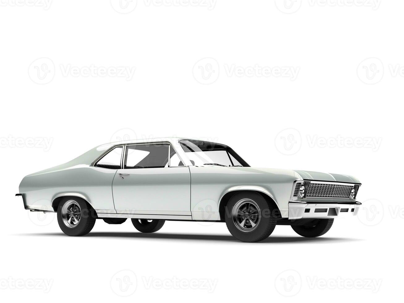 Light metallic silver restored old vintage muscle car photo