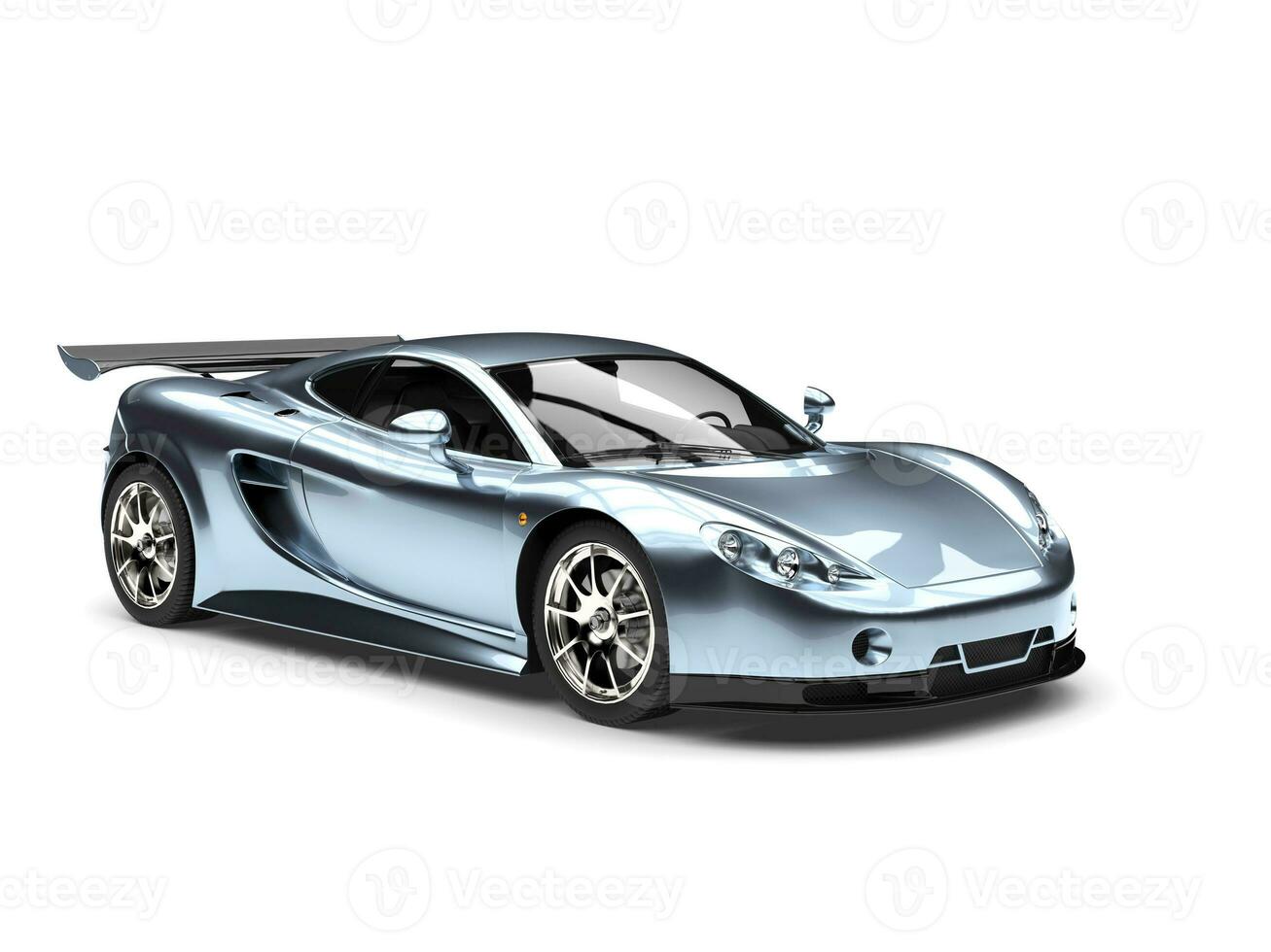 Metallic steel blue modern sports super car - beauty shot photo