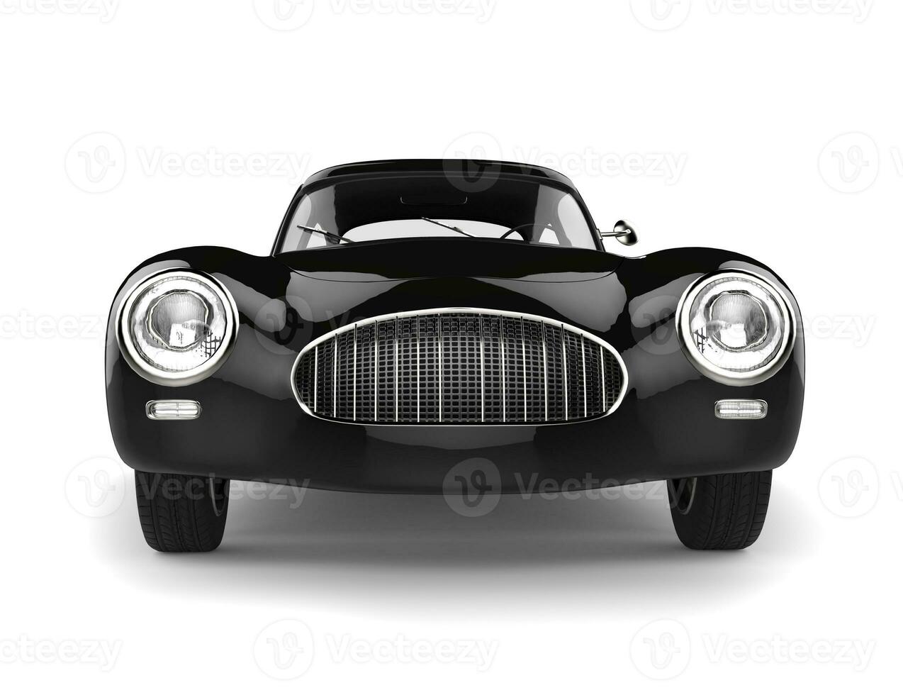 Midnight black vintage sports race car - front view photo