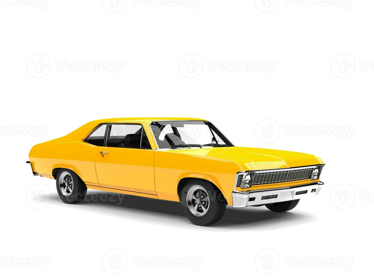 Canary yellow restored vintage muscle car - studio shot photo