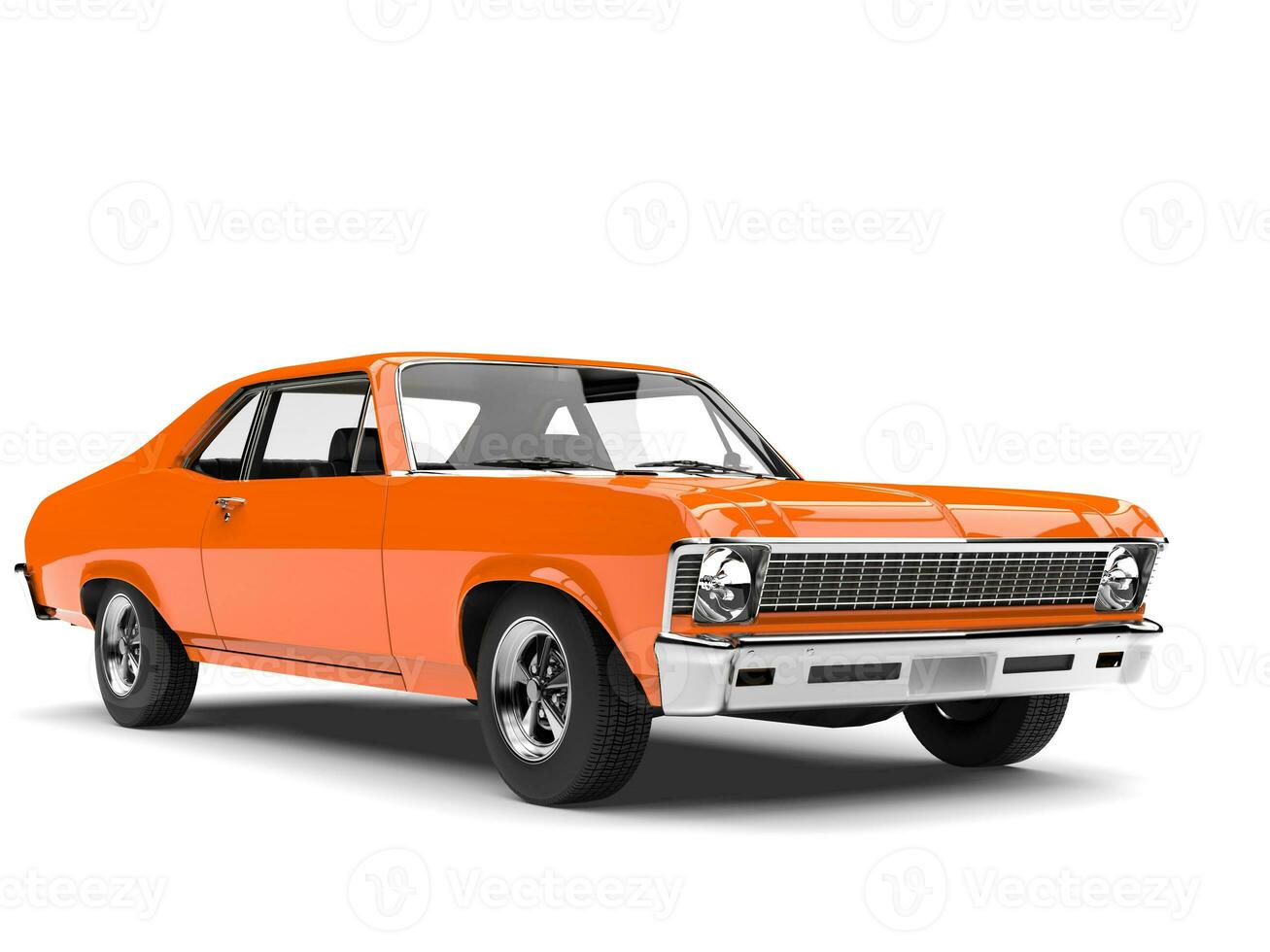 Bright orange restored vintage muscle car photo