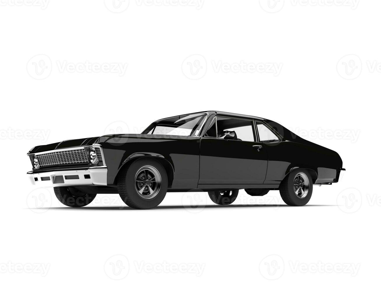 Jet black vintage muscle car restored photo