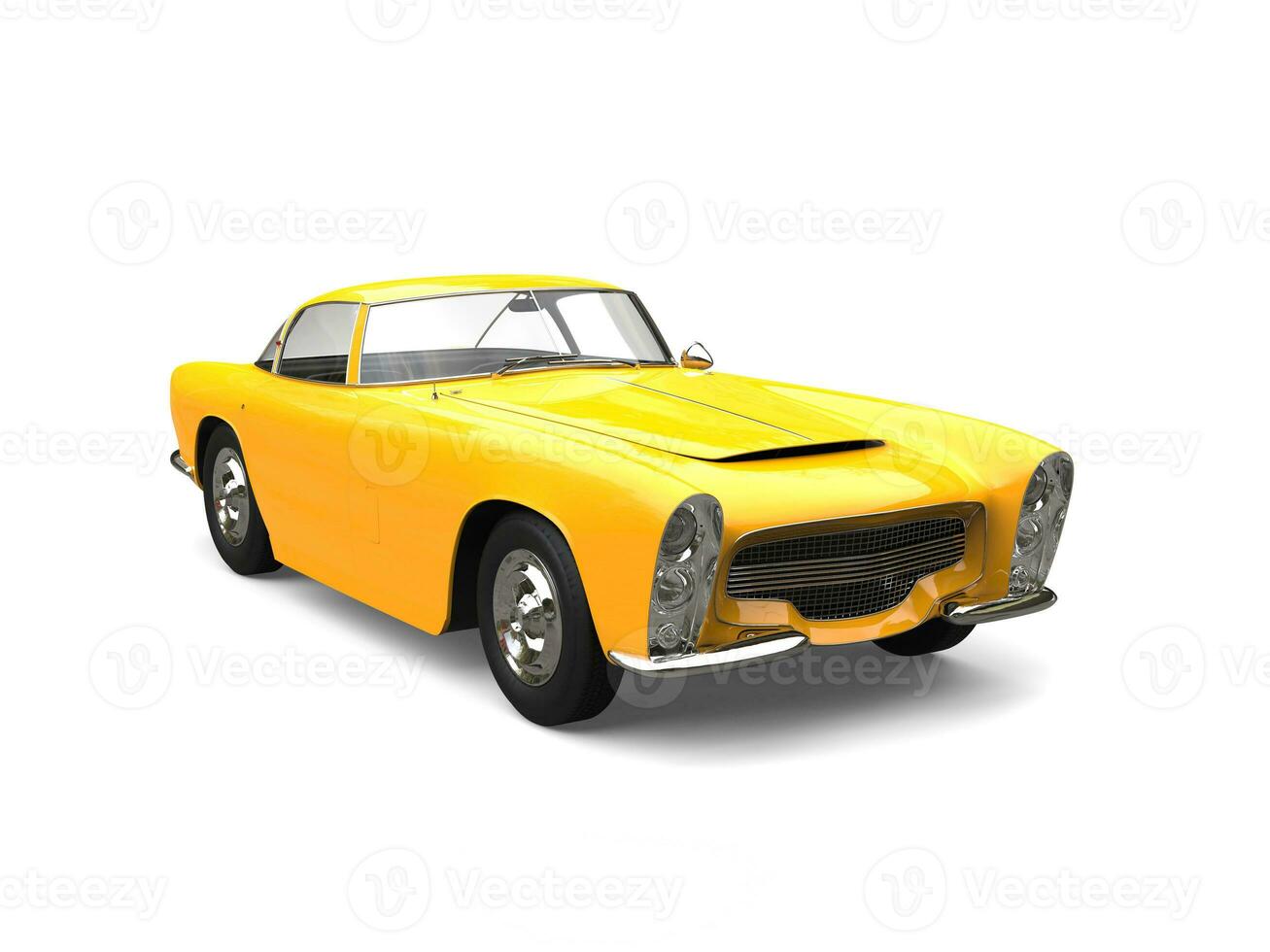 Sun yellow old vintage muscle concept car photo