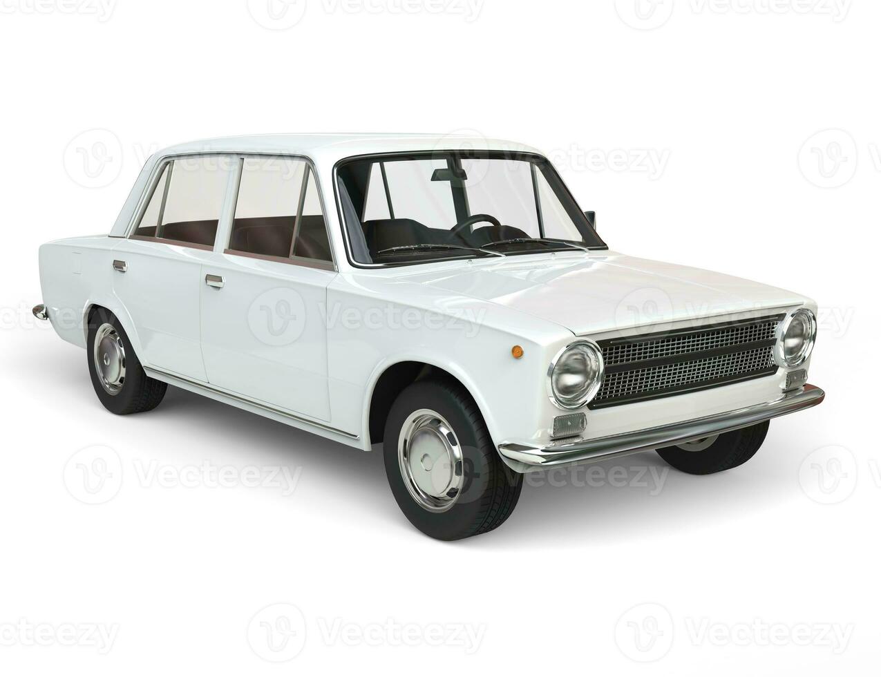 White soviet era vintage car - studio shot photo