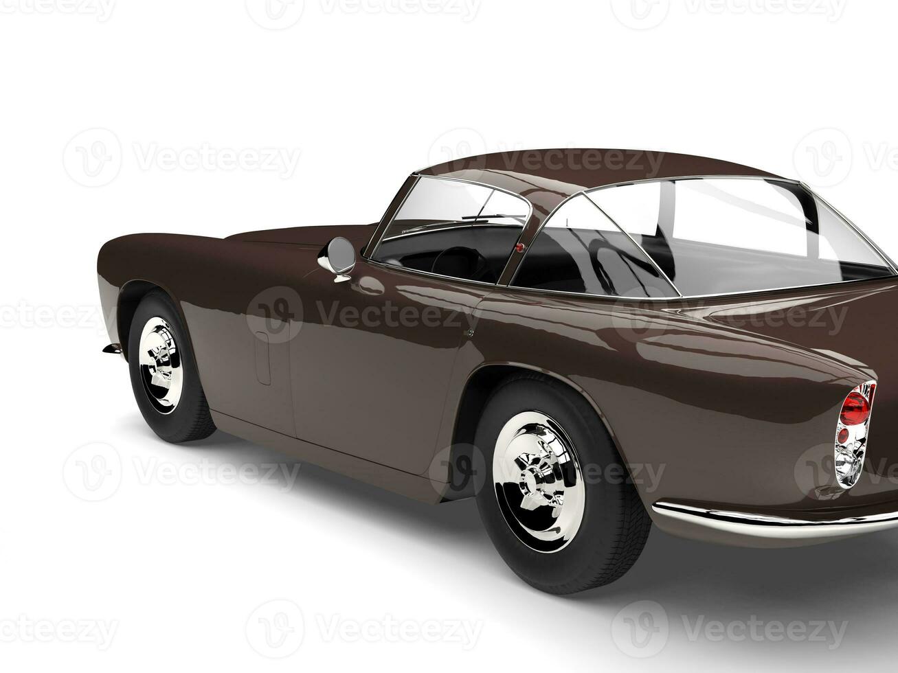 Dark brown vintage muscle car - rear view cut shot photo