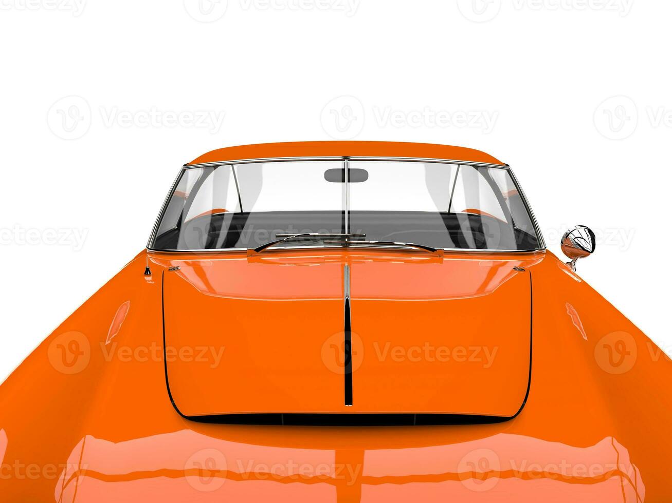 Sharp orange vintage muscle car - hood closeup shot photo