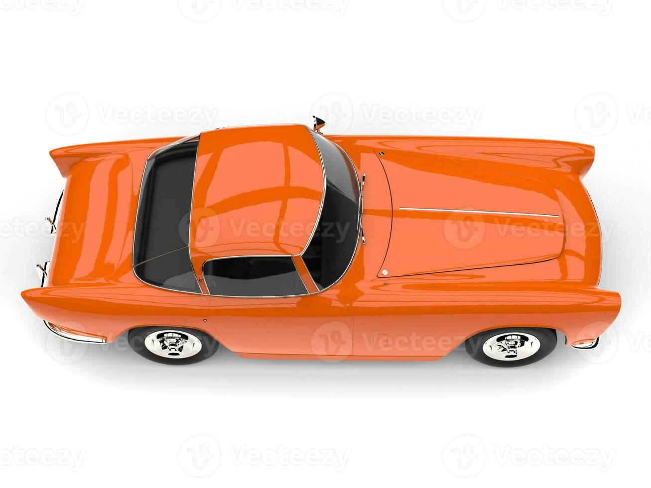 Sharp orange vintage muscle car - top down view photo