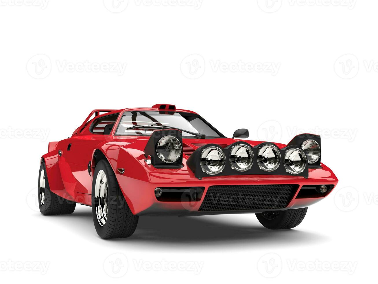 Bright red vintage sports race car - front view photo