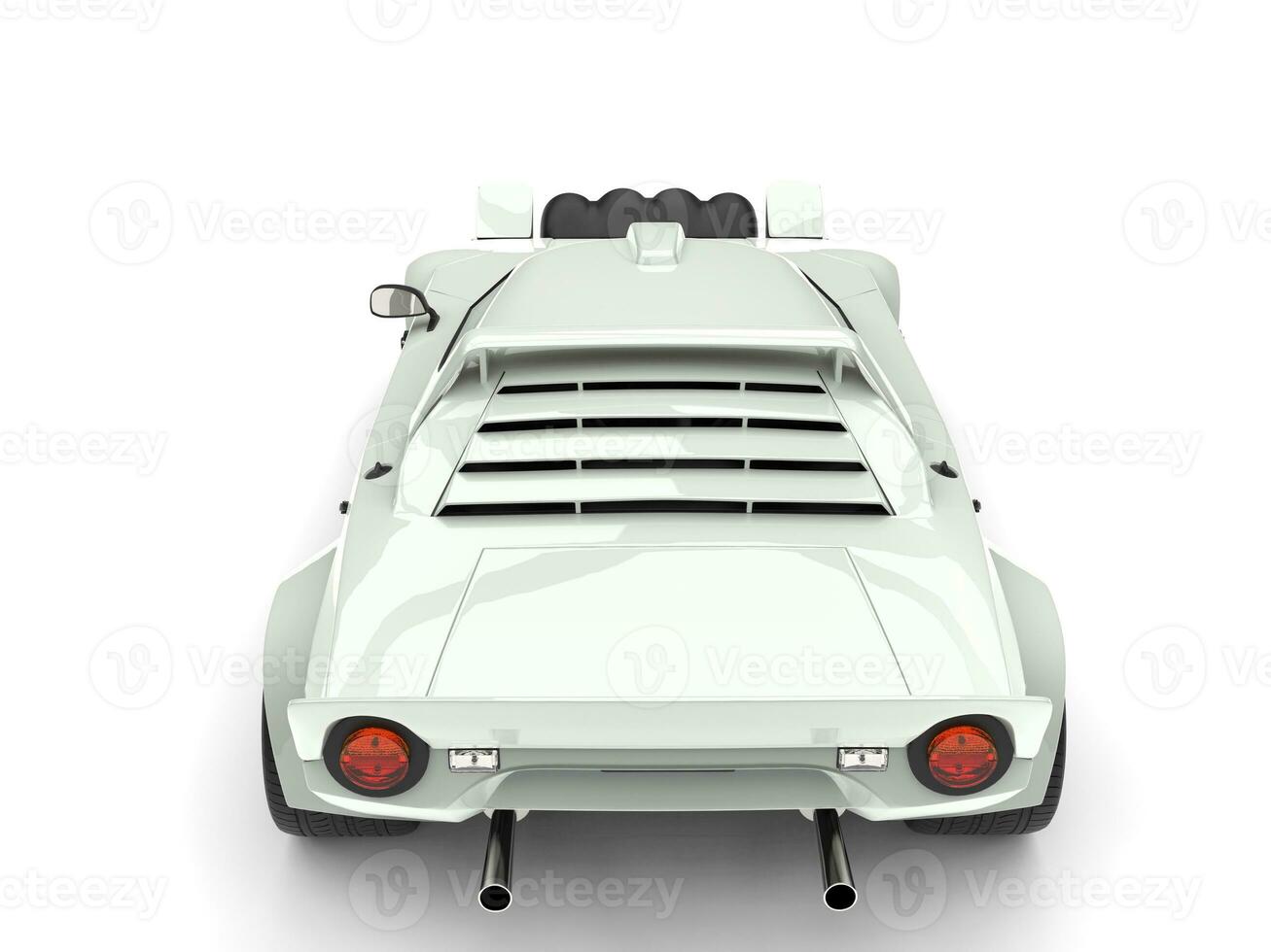 Clear white vintage sports race car - top down back view photo