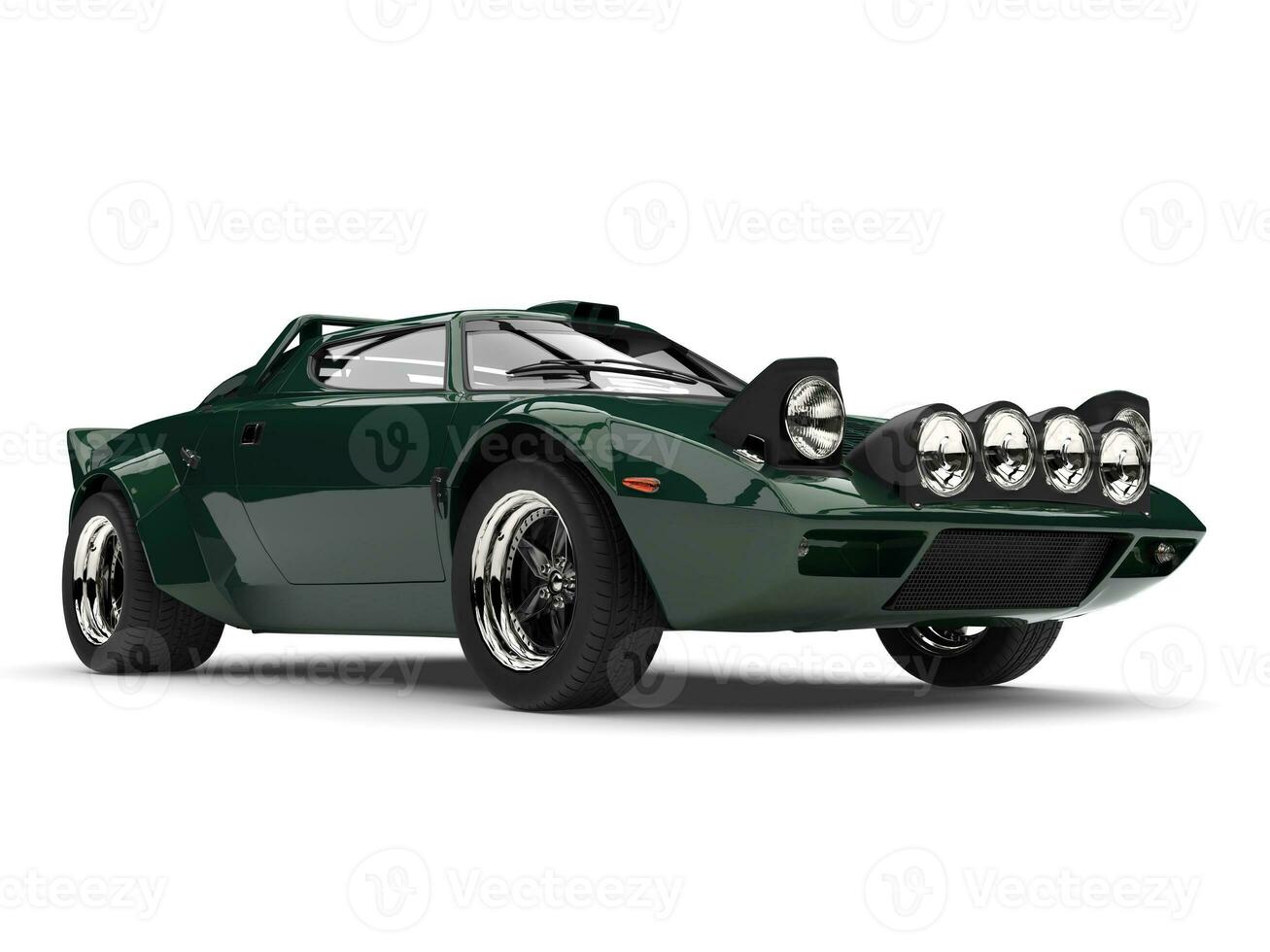 Dark green vintage sports race car photo