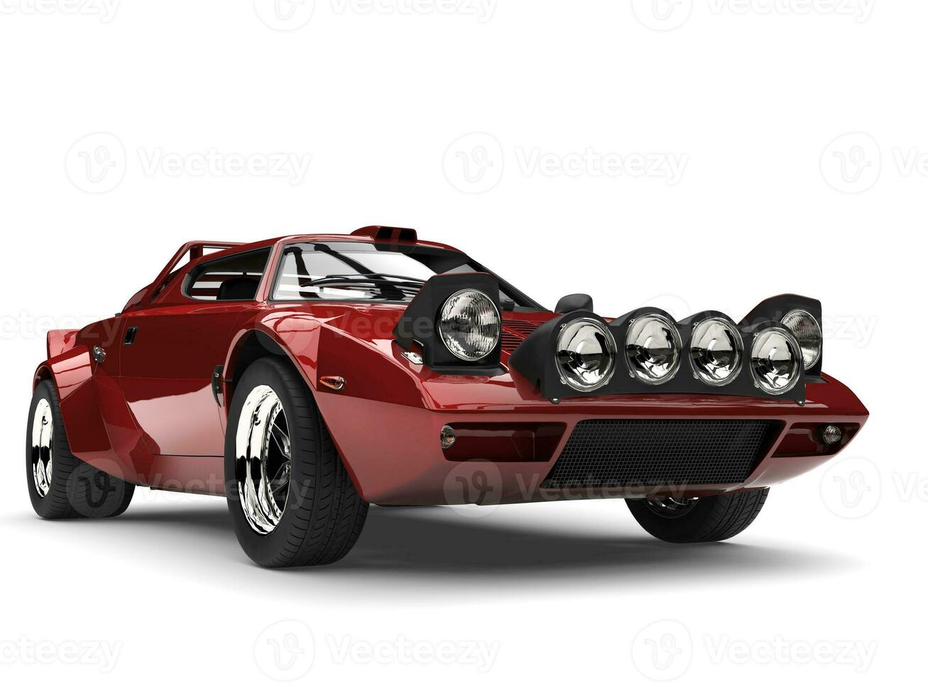 Metallic crimson red vintage sports race car photo