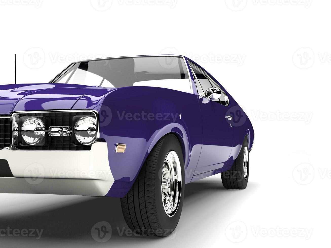 Rich purple vintage muscle car - extreme closeup shot photo