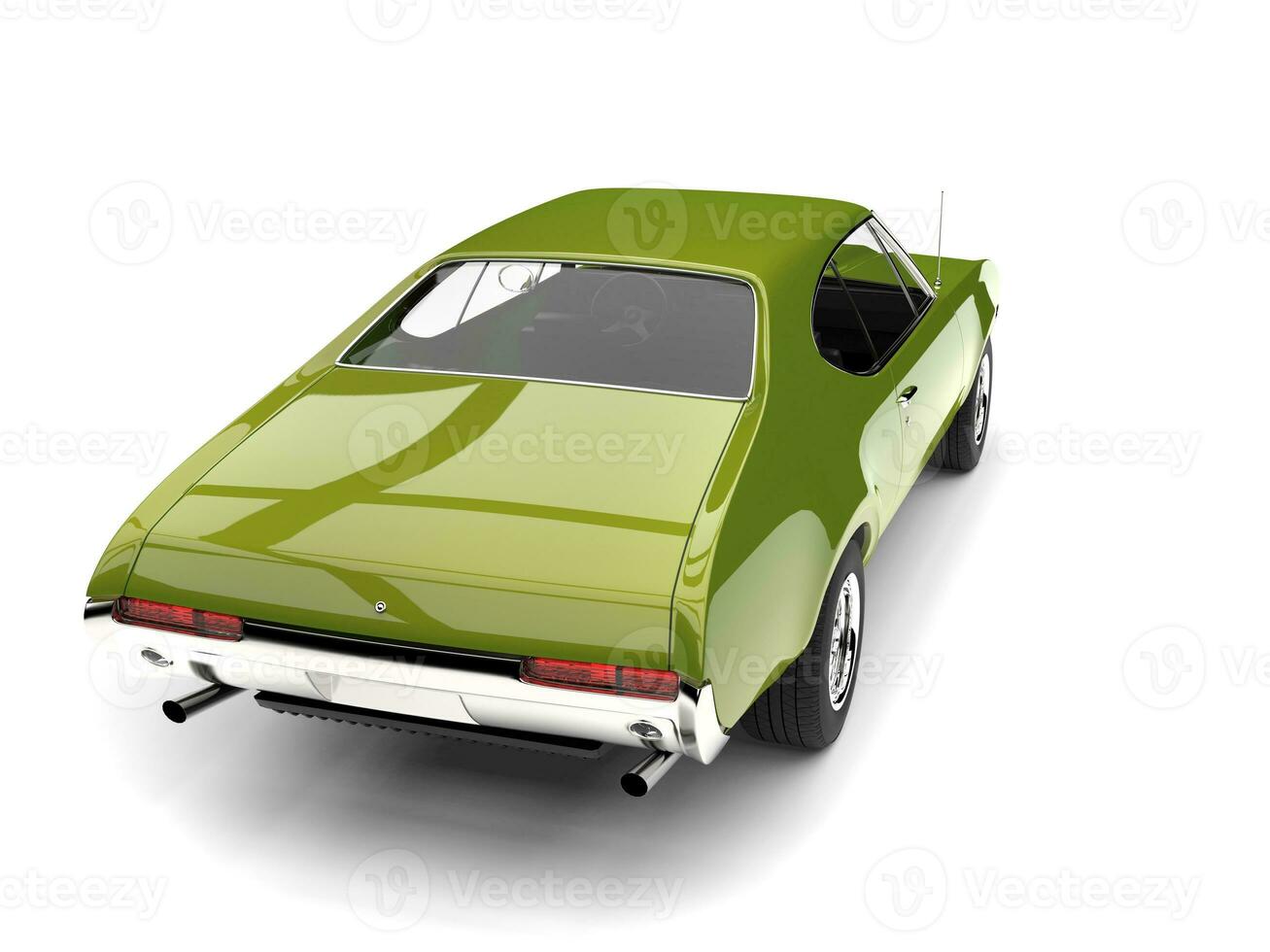 Metallic lime green vintage restored car - rear view photo
