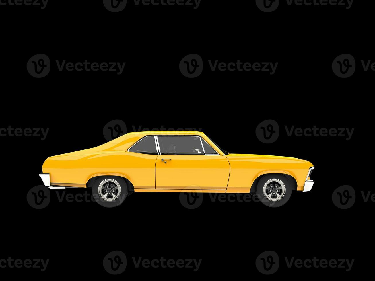 Cool vintage yellow muscle car - side view photo
