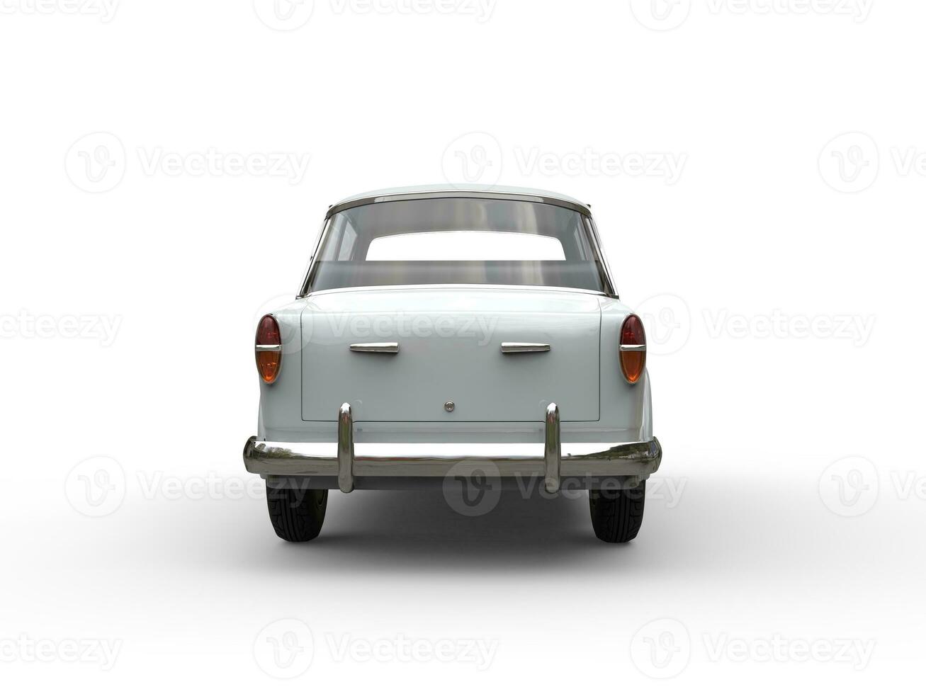 White vintage small compact car - back view photo