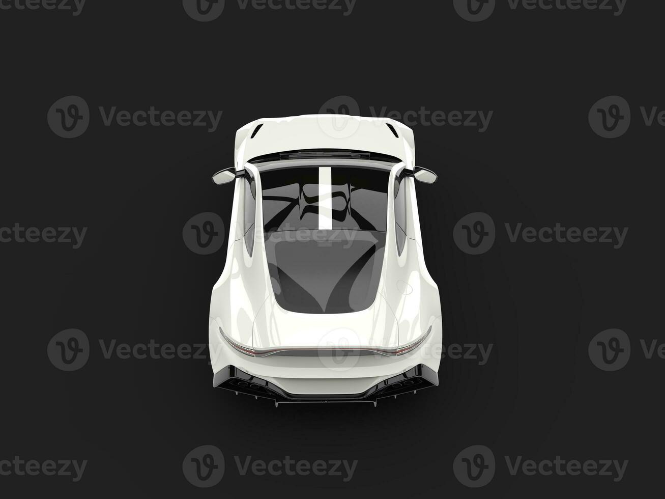 White modern electric sports car - top down view photo