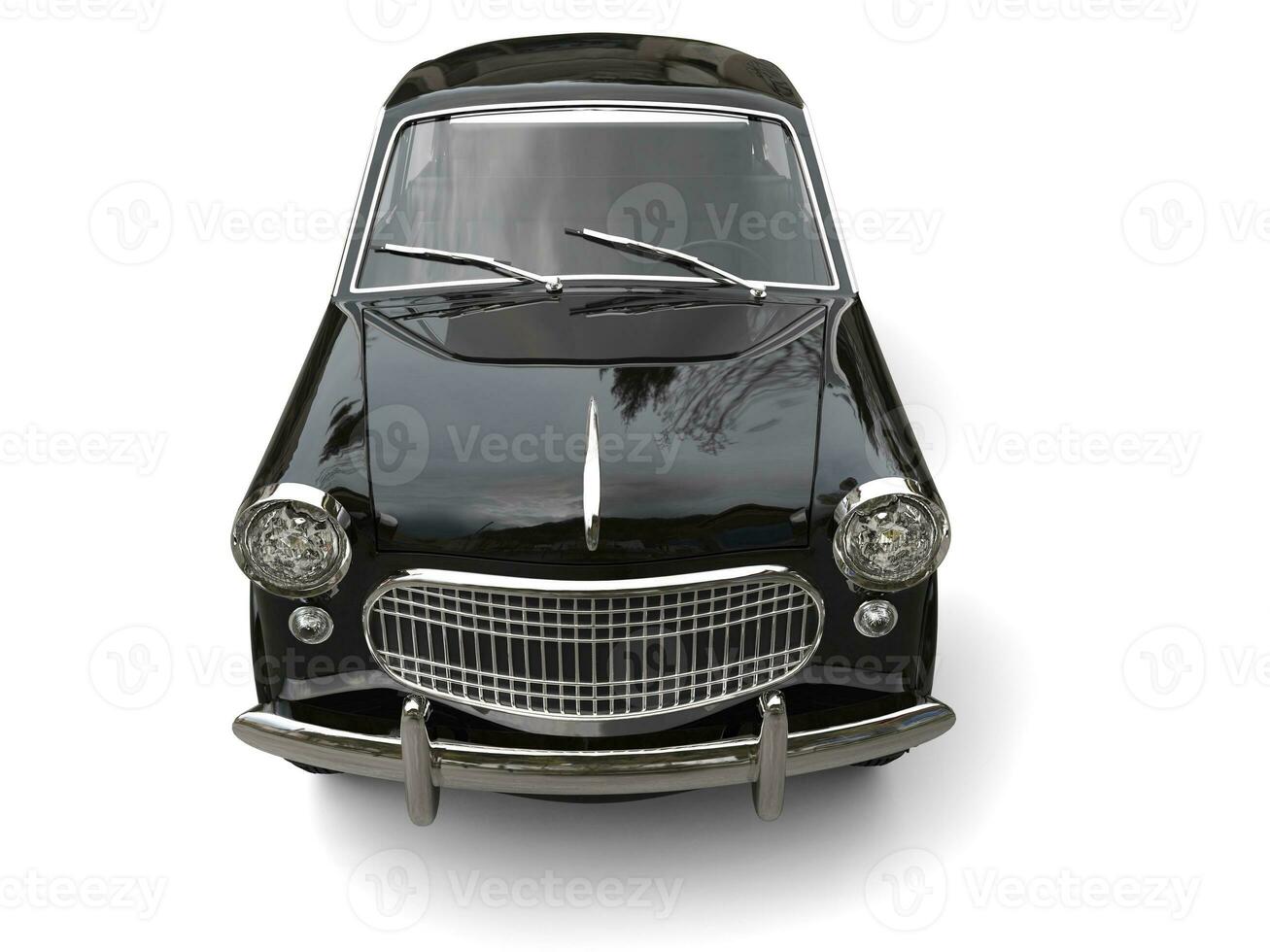 Cool black vintage compact car - top down view photo