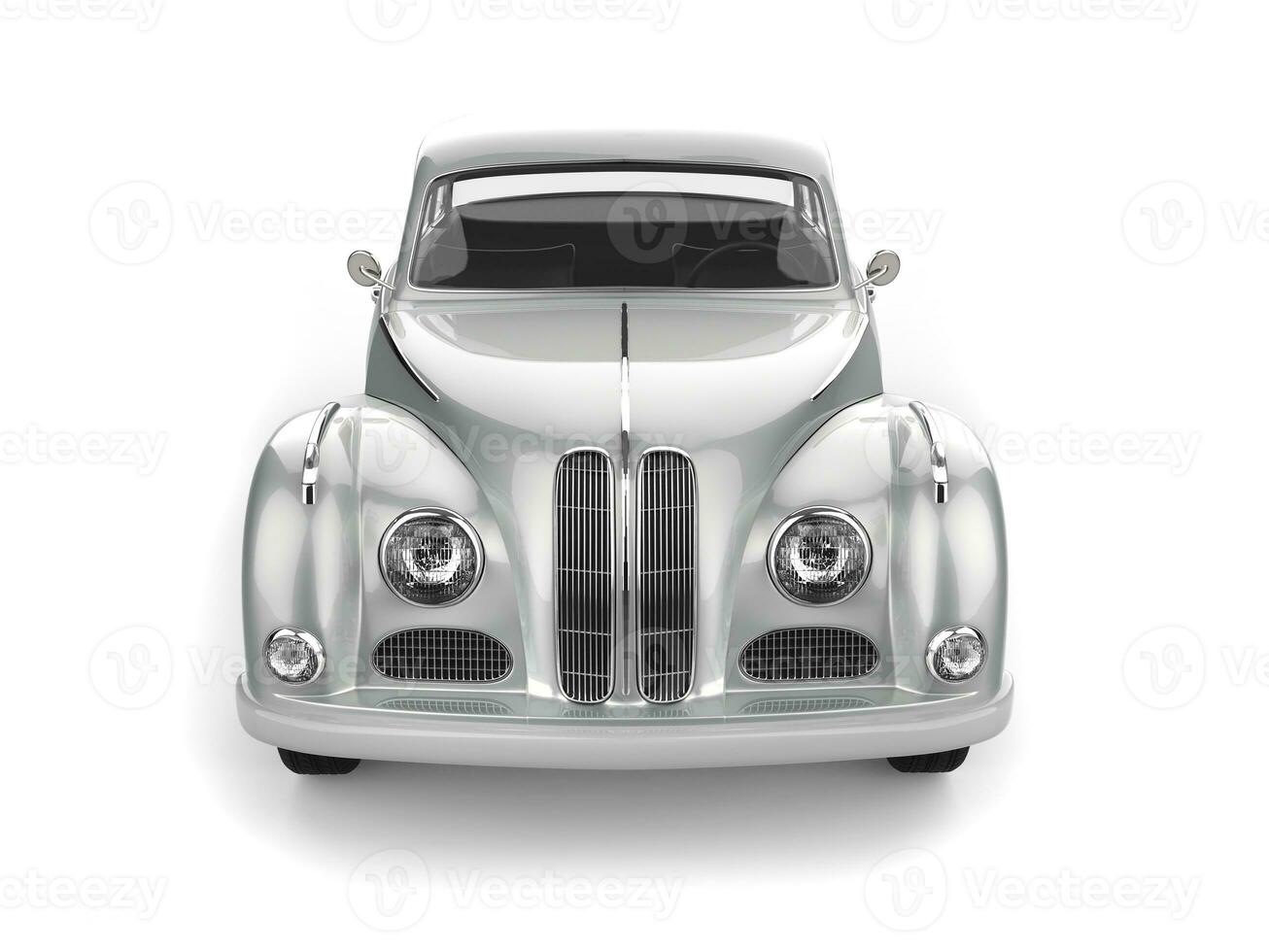 Metallic silver classic viintage luxury car - front view photo