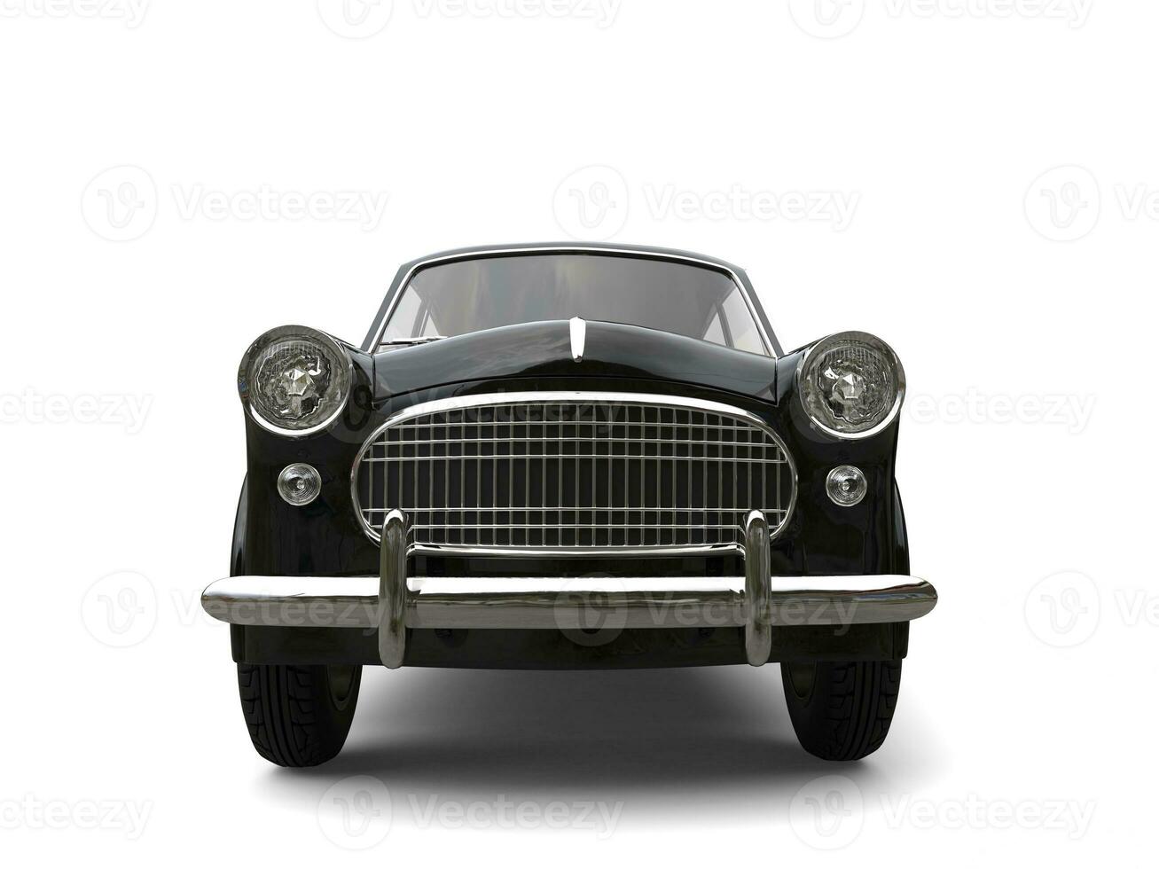 Cool black vintage compact car - front view closeup shot photo