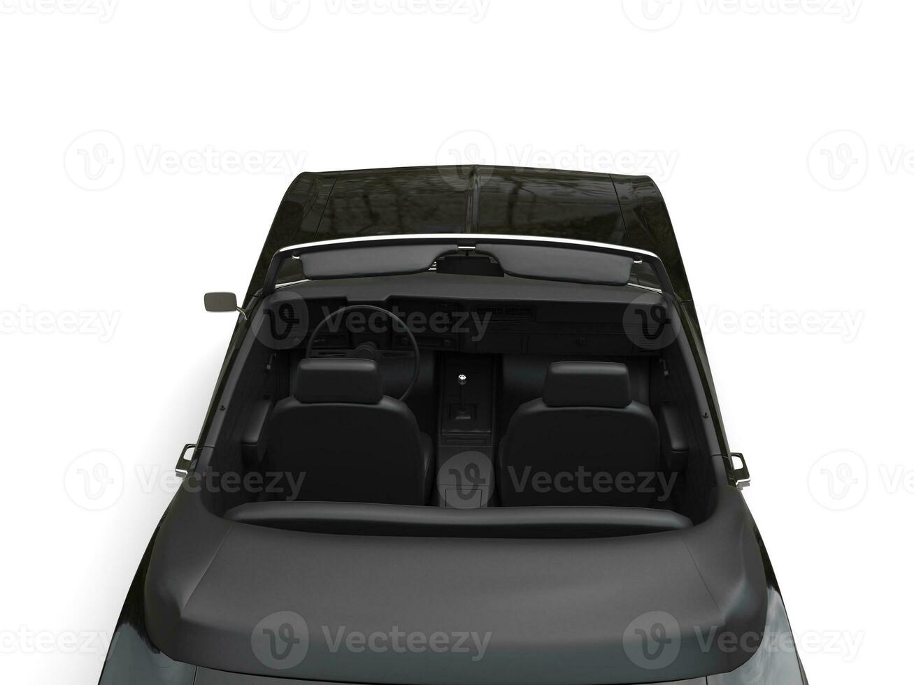 frio negro Clásico cabriolé convertible coche - parte superior abajo espalda ver con techo abajo foto