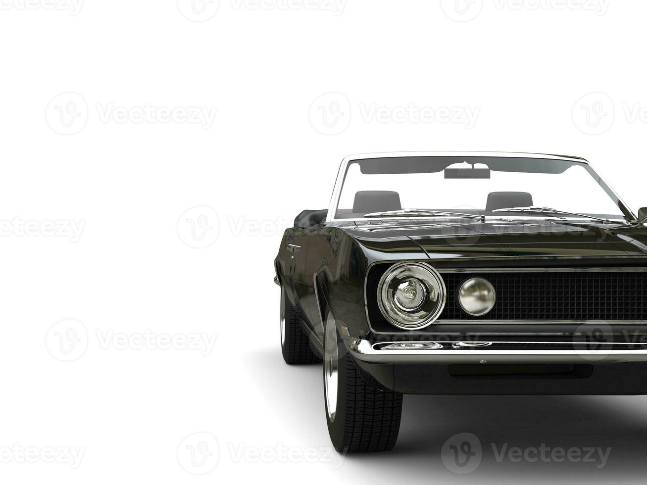 Cool black vintage cabriolet convertible car - front view cut shot photo